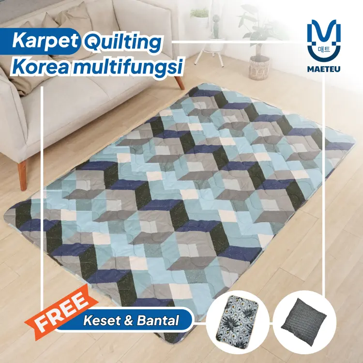 Maeteu Karpet Quilting Korea Viral Multifungsi FREE Keset dan Bantal