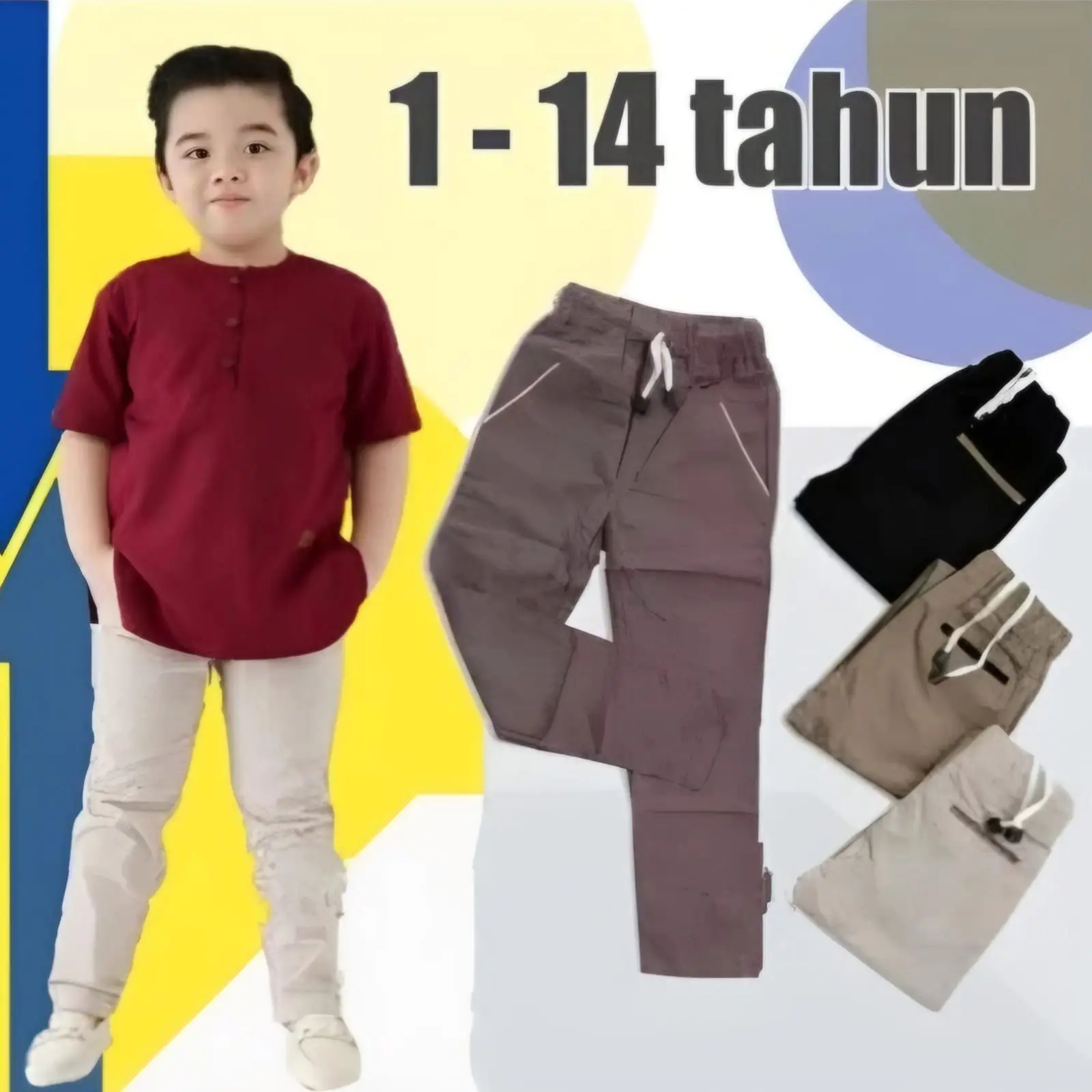 Celana Chinos Panjang Anak- Celana Chinos Anak Laki Laki Perempuan Usia 1-14 Tahun Bahan Katun Bunda