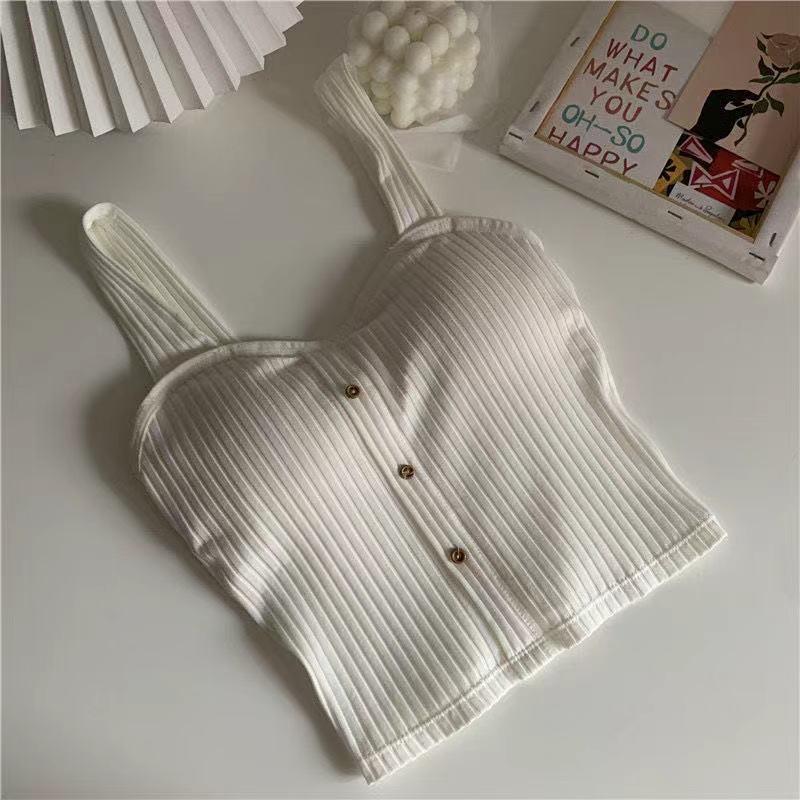 Cute Sleeveless Cropped Tank Top Women's Crop Top Summer 2024 Korean Corset Top Camisole Knit Sexy Slim Vest with Bra Pads Tops Female Y2k 8