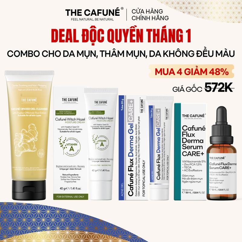COMBO ĐẶC BIỆT Combo Chăm Sóc Da Mụn: Sữa Rửa Mặt Gừng 120ml + Gel Thoa Mụn Thâm 20g + Kem Dưỡng Ẩm 40g + Serum Cho Da Mụn 19ml - Phù Hợp Mọi Loại Da Giảm Mụn Thâm Chăm Sóc Da Toàn Diện