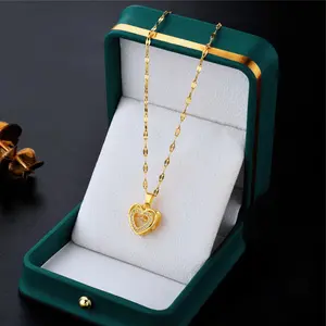 Kalung Hati Dua Lapis Dengan Liontin Permata Mewah Berkilau KL-2057