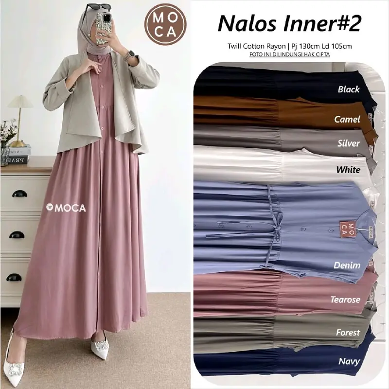 Nalos inner dress rayon twill terlaris.Restock serian warna baru 2