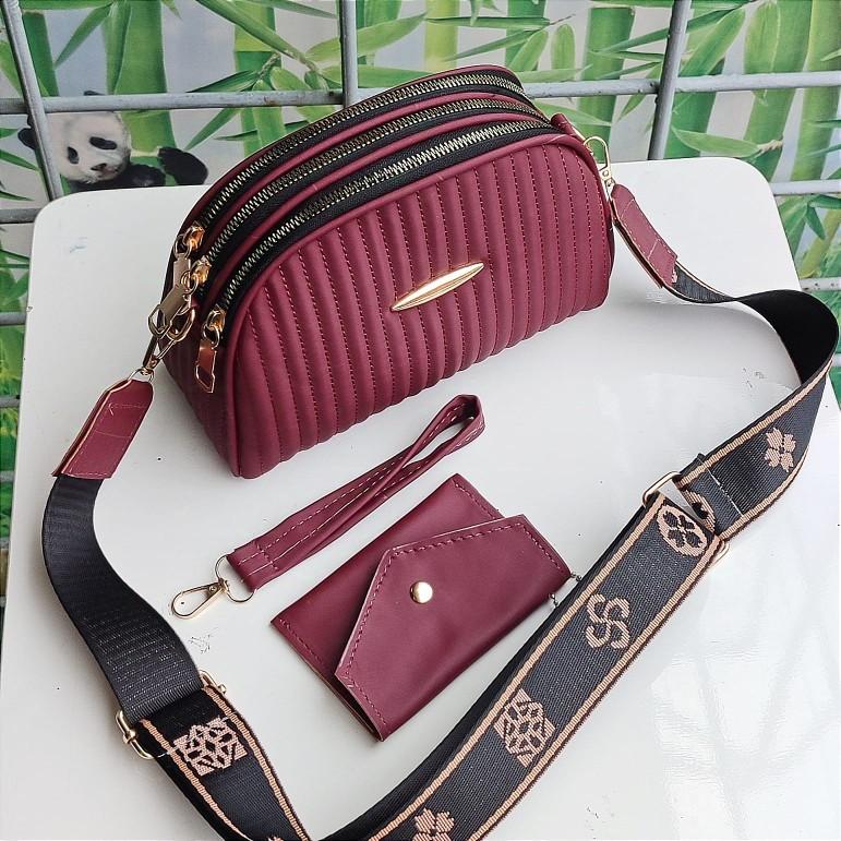 Product Introduction of Tas slempang wanita 3 ruang bordir salur tali strap free dompet kode alexa terbaru 7