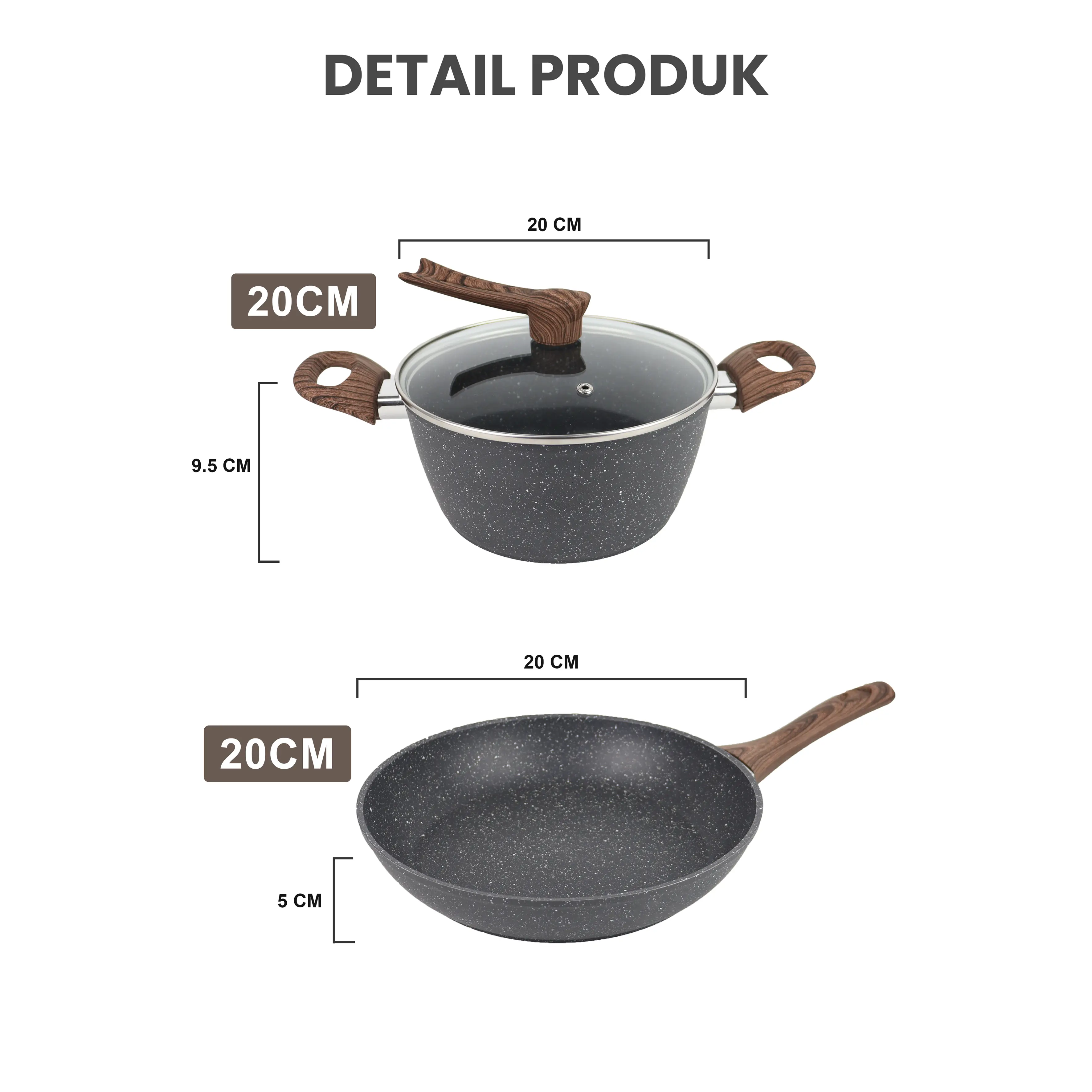 PAKET KOMBO 2PCS GRANIT TEFLON & PANCI SOUP 20 CM