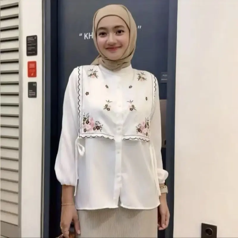 VAV - NARIKA BLOUSE TALI COMBI MOTIF BUNGA / ATASAN BLOUSE WANITA -PN 3