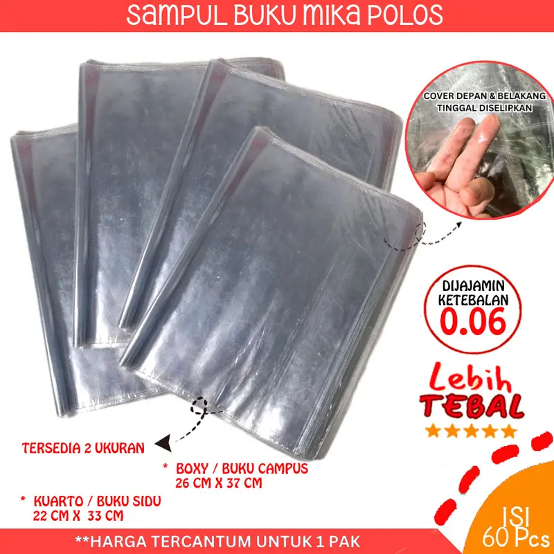 Sampul Buku Mika Kwarto / Boxy Mika Tebal isi 10 lembar Sampul Buku Sidu BENING KUARTO SIAP PAKAI 20 lembar Tebal Sampul Buku Tulis Plastik Mika 60 Lembar 0