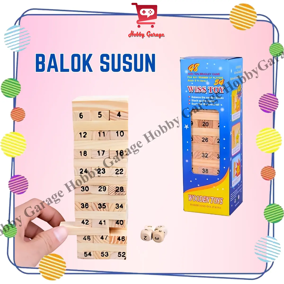 Mainan wiss toy wooden stacko mini angka kayu anak keluarga