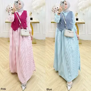 Dress Nayra.. Matt crincle mix knitt import bordir premium.. Lembut adem banget.. Busui friendly..  Ld 110-115.. Pb 135..   Gercep yaa