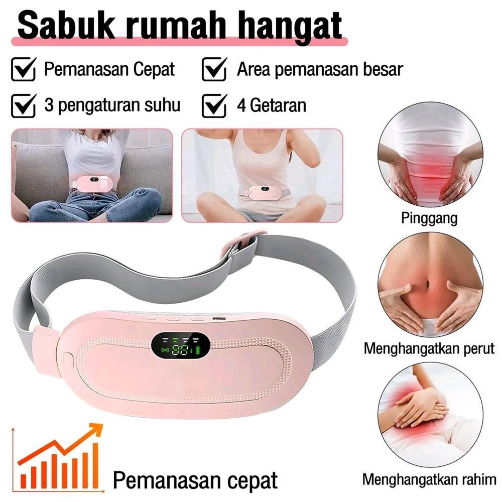 Alat Pijat Terapi Getar dan Penghangat Perut Nyeri Menstruasi kompres Hangat Haid Portabel Elektrik - UNGU