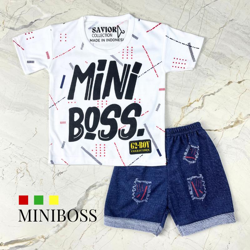 Set Anak Bayi 0-12bulan Mini Boss Keren Halus Katun 100% SNI Bayi Baru lahir Cowok Katun Nyaman Denim Parsel 2