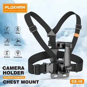 PLOKAMA CX10 Chest Strap Tali Dada Pegangan Handphone Mount Kamera Body Belt Holder HP Clip Clamp 360 Go Pro CAM Dudukan Smartphone Gantungan Elastis Mounting Action Camera Gopro Yi Cam Kogan Motovlog Sepeda