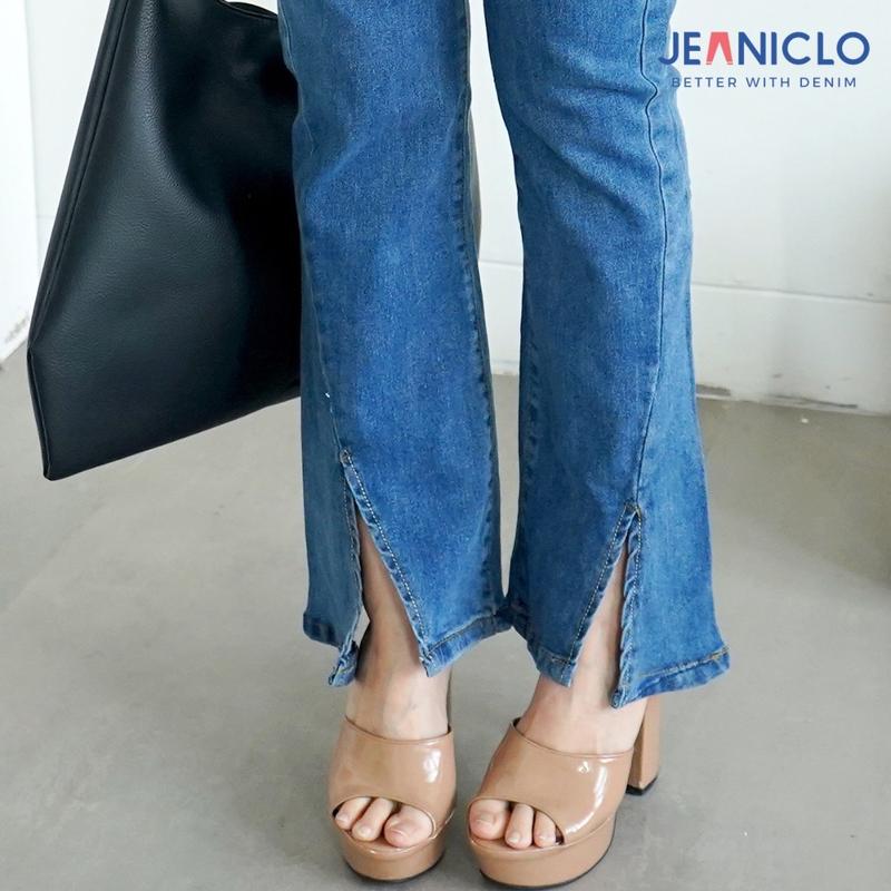 JEANICLO - CUTBRAY JEANS JN015 Cewek | Celana Panjang Cutbray Fit And Flare Mermaid Jeans Belah Tengah Wanita Highwaist Bahan Denim Stretch Premium 3