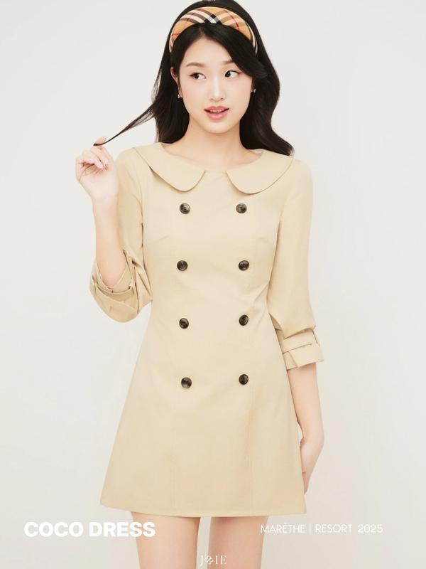 JOIE DES ROSES - Váy liền dáng A ngắn cổ sen tay lửng kèm đai tay COCO DRESS