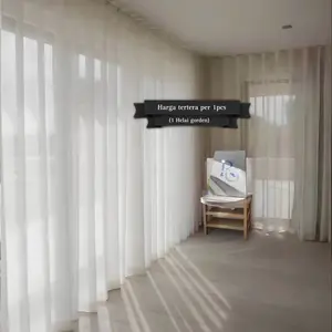 Gorden Vitrase Polos Impor Foil Transparan Dalaman Gorden Putih Tinggi 3 meter