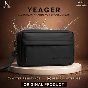 HIGHMORE YEAGER - Tas Pria Yeager 3in1 Tangan Selempang & Clutch Premium Waterproof Hitam Bahan Bimo Tahan Air Multifungsi Multikompartemen Stylish