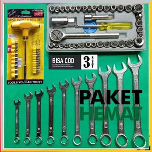Tool Kit Kunci Pas Sok Set 40 Pcs Ring Pas 11 Pcs 8-22mm Obeng T Shock 24 Pcs Alat Perkakas Bengkel Paket Kunci Set Lengkap Full Chrome Vanadium
