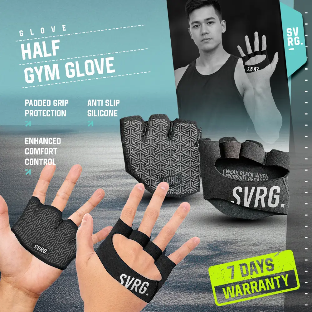 SVRG Half Gym Glove - Weight Lifting Gloves - Sarung Tangan - Fitness - Half Finger Glove