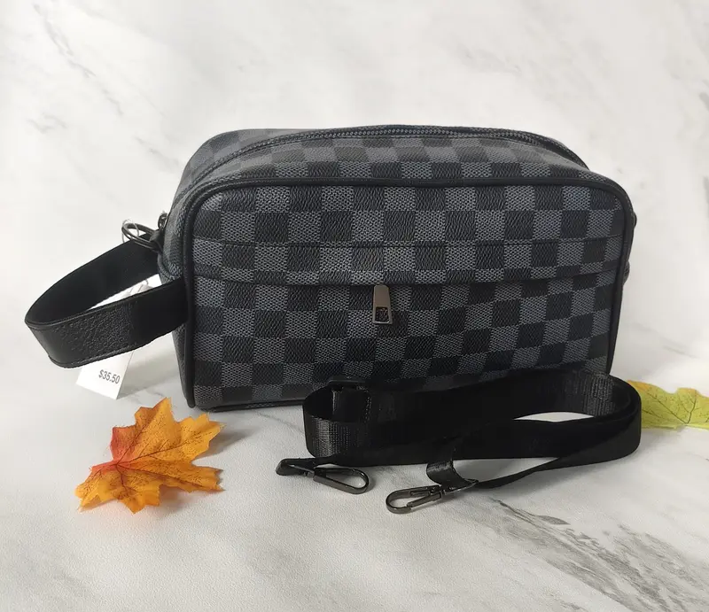 Tas Tangan Clutch Bag Pria - Pouch Kulit  - Sling Bag - Tas Selempang Pria motif kotak handbag  starboy v-polyester minimalis 6