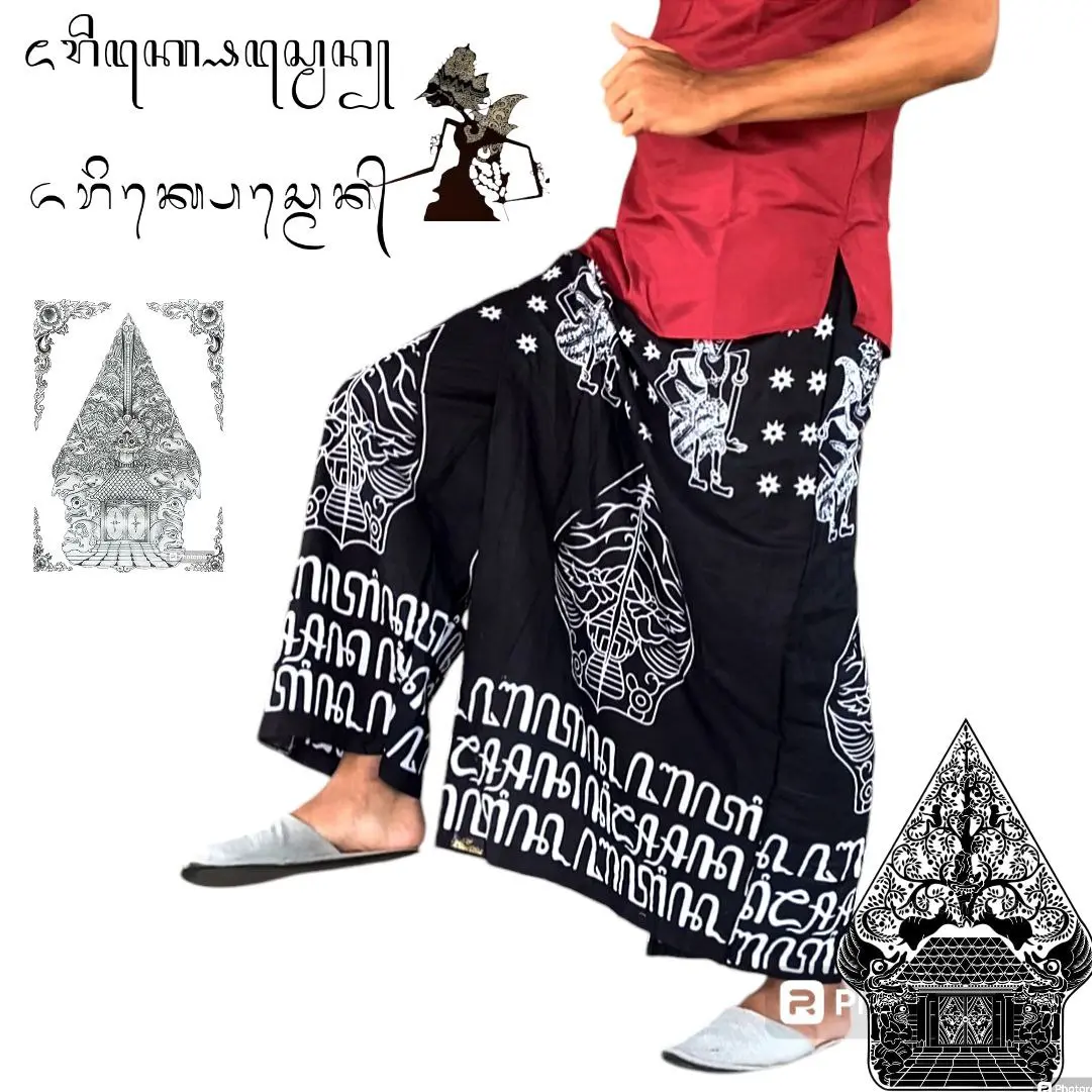 SARUNG CELANA BATIK GUNUNGAN AKSARA SARUNG DEWASA Katun Bunga Hitam Motif Pria Muslim Santri Pekalongan sarung pria dewasa celana  sarung