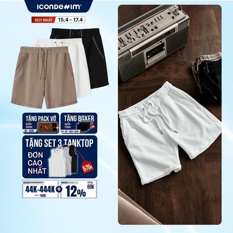 Quần Short Nỉ Nam Đánh Bông Quai Túi Form Regular QSID0218