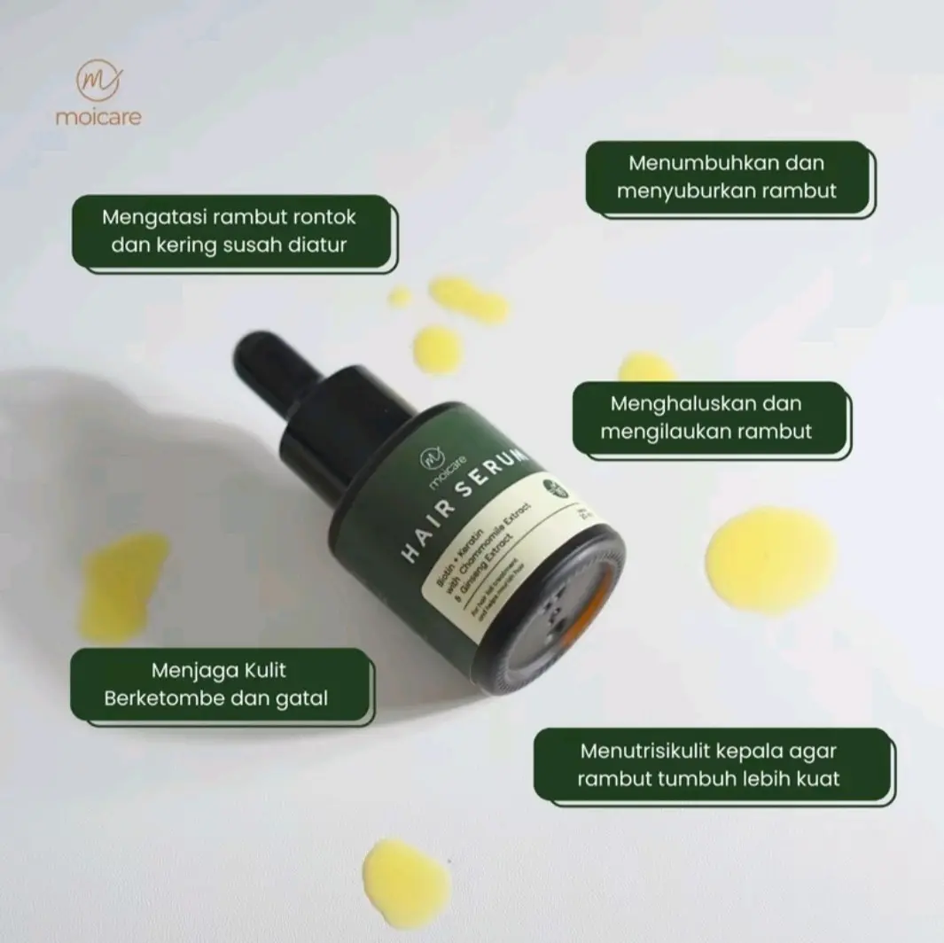Moicare Hair Serum - Anti Hair Fall Treatment With Biotin Keratin Ginseng Chammomile Extract Mengatasi Rambut Kering & Rontok Mengkilaukan Menyuburkan Menghaluskan Rambut Perawatan Haircare
