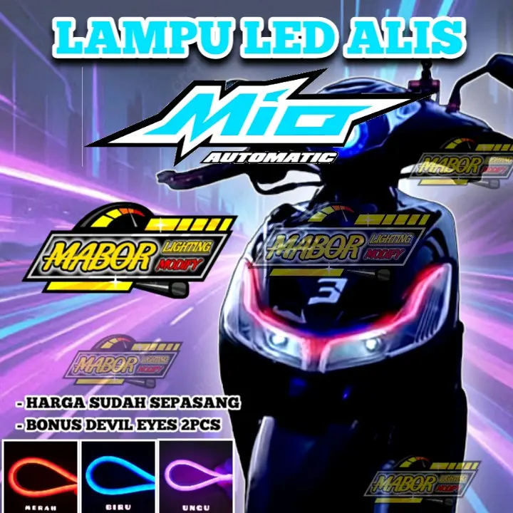 PAKET LAMPU ALIS MIO SPORTY MIO SMILE  BONUS DEMON EYE TIDAK BERBINTIK SIAP PAKAI