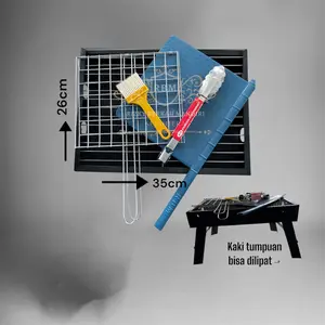 promo Paket  satu set alat pemanggang serbaguna kaki lipat /panggangan portable tahan karat Hitam bahan flat Besi Simple Kitchenware