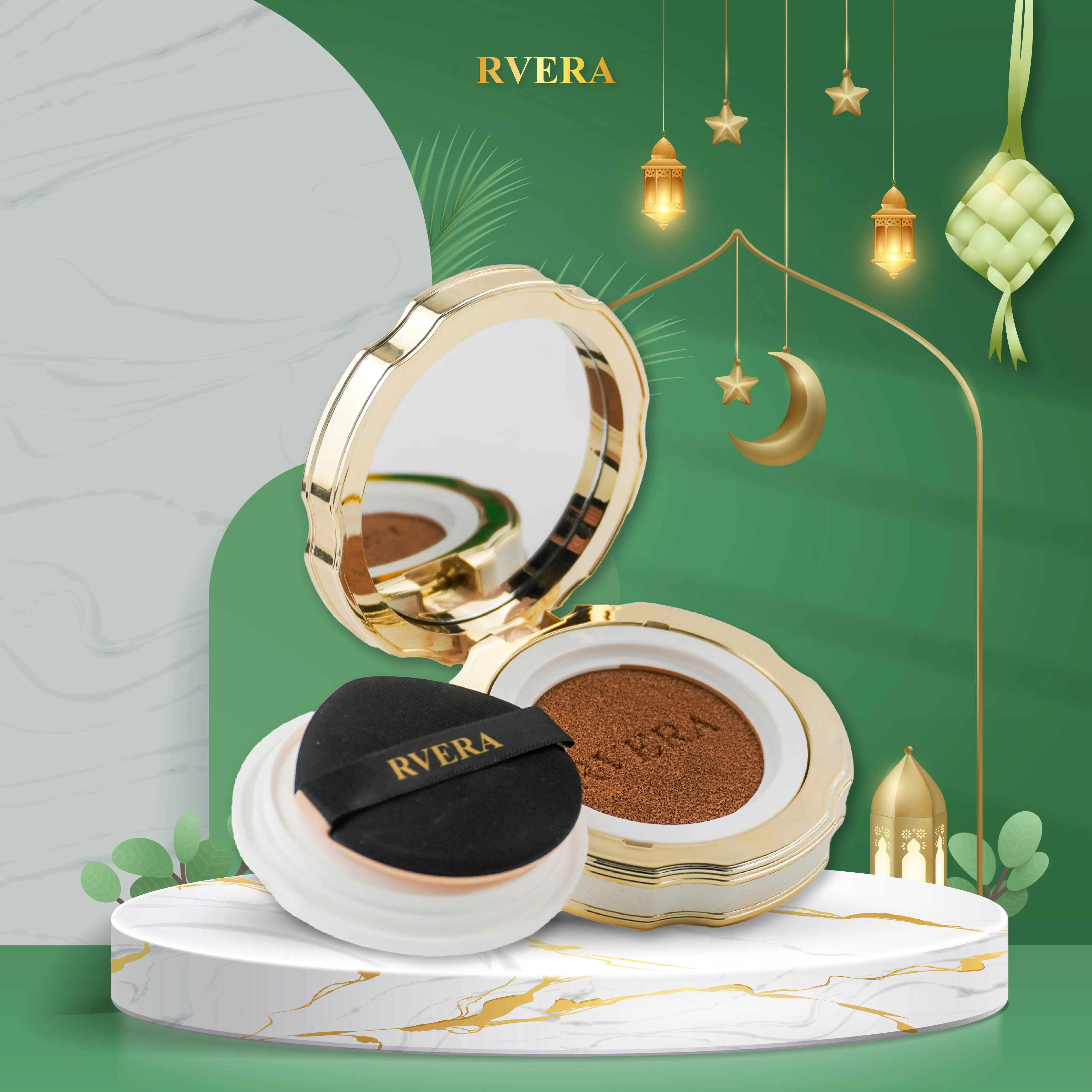 RVERA Full Coverage BB Cushion Foundation 15g Vanilla Sweet Ivory Honey Tan