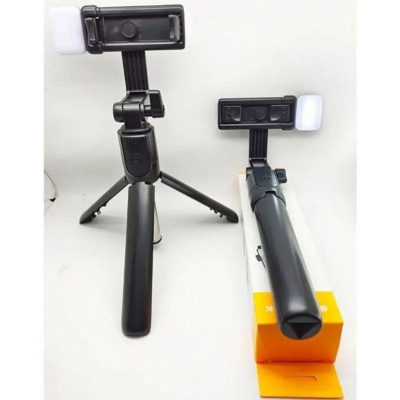 SUPERMARKET IMPORT Tongsis HP Multifungsi R1S Bluetooth Remote LED Konten Kreator Tripod Bluetooth 360 Derajat Stabilizer Tripod Handphone Live Streaming Anti Goyang Selfie Stick Lampu LED Bluetooth 4
