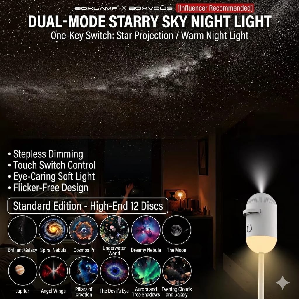 12-DIsk Galaksi Star Proyektor Lampu Tidur Bintang USB LED