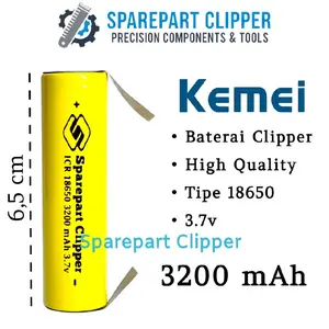 Baterai Kemei Clipper Cordless 3200mAh Batere Mesin Cukur Kemei  #BatreKuning