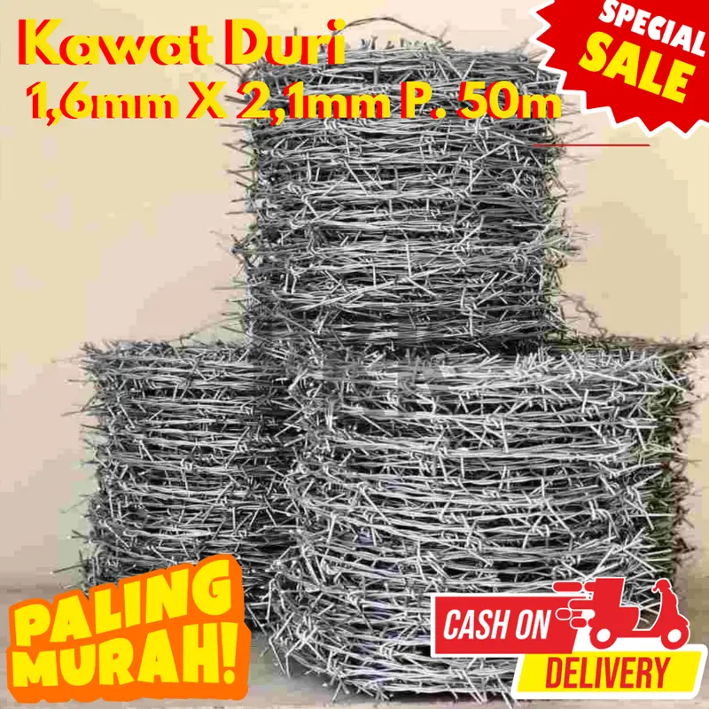 Kawat Duri 1,6mm X 2,1mm P. 50m Galvanis Anti Karat 6