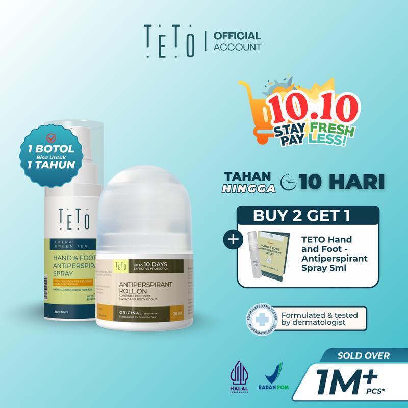 [BUY 2 GET 1 FREE] Paket Mix TeTo Hand and Foot Spray 30ml - Green Tea ...