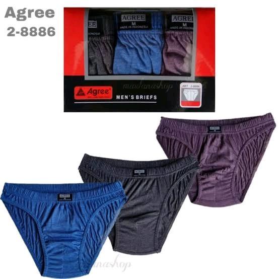 3 pcs celana dalam pria AGREE 2-8886 merah bahan katun/dalaman pria remaja dan dewasa Cowok Hitam Nyaman Boxer Lembut kolor pria 1