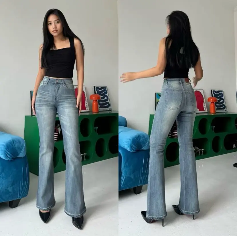 High Waist Cutbray Rebecca Celana Jeans Wanita Cutbray Panjang