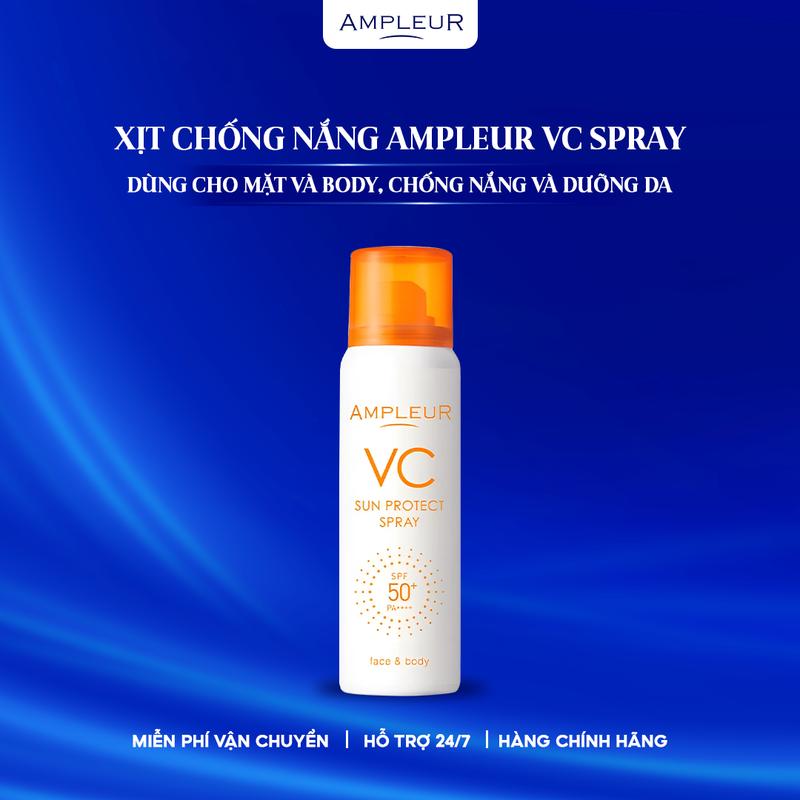 Xịt chống nắng AMPLEUR VC Sun Protect Spray sử dụng cho mặt và body bảo vệ da tối đa SPF 50+/PA++++