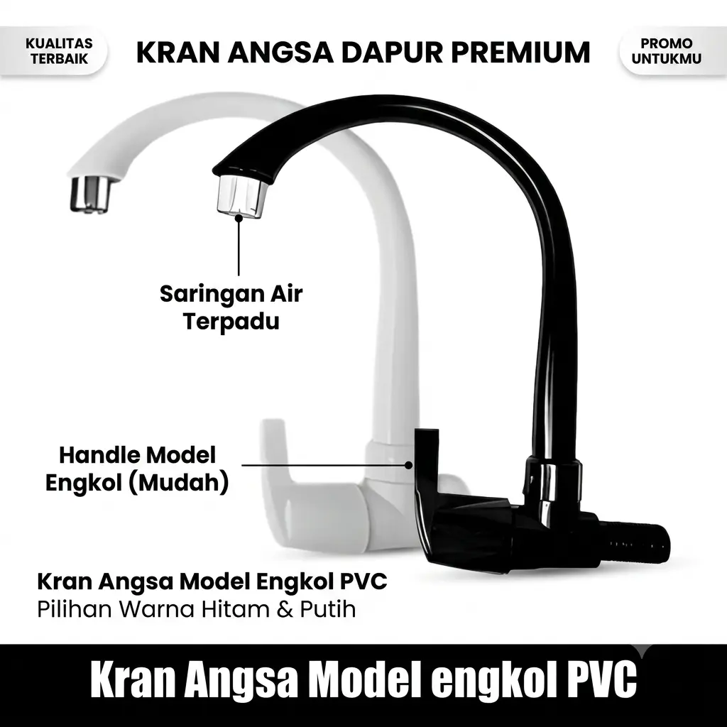 Kran Angsa Dapur Cuci Piring FTA - 1/2 Inch - High Quality / Kran Angsa Dapur Keran Cuci Piring Sink PVC Plastik Engkol Mahkota Merk FTA CAB IKA - OFFICIAL / KUAT MURAH PLASTIK TEBAL DENGAN FILTER PENYARING KOTORAN LUMUT PASIR