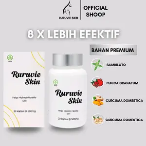RURUVIE SKIN Kapsul Whitening Memutihkan Mencerahkan & Meremajakan Kulit dengan L-Glutathione & Collagen Halal BPOM Original 7X Lebih Putih Cerah