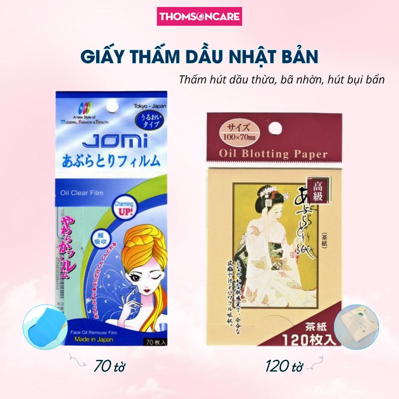 Giấy Thấm Dầu Jomi Jomi Oil Remover Film 70 tờ xanh thấm dầu Geisha nội địa Nhật 120 tờ thấm hút dầu thừa và dịch nhờn - Cosmetic