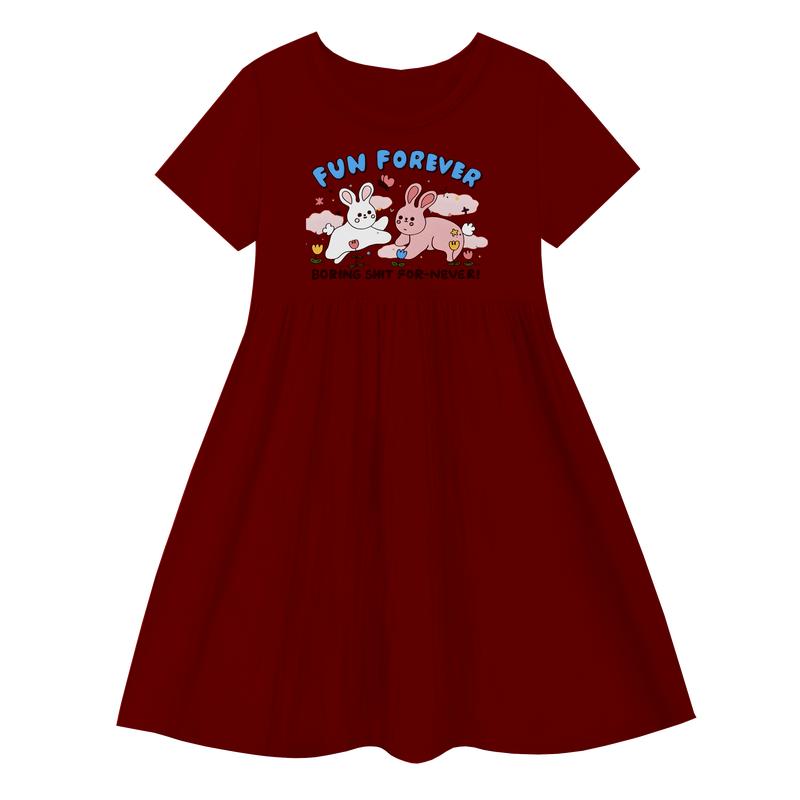 Luwi Kids Dress Kerut Anak Perempuan Gambar Fun Forever Fashion 3