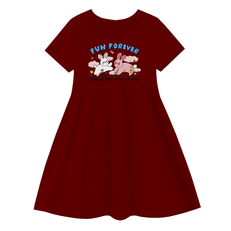 Luwi Kids Dress Kerut Anak Perempuan Gambar Fun Forever Fashion 3
