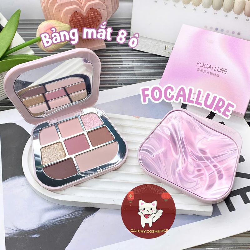   FOCALLURE  Bảng Phấn Mắt Focallure 8 Ô Vỏ Tím Gợn Sóng Tone Màu Tự Nhiên 9.6g 