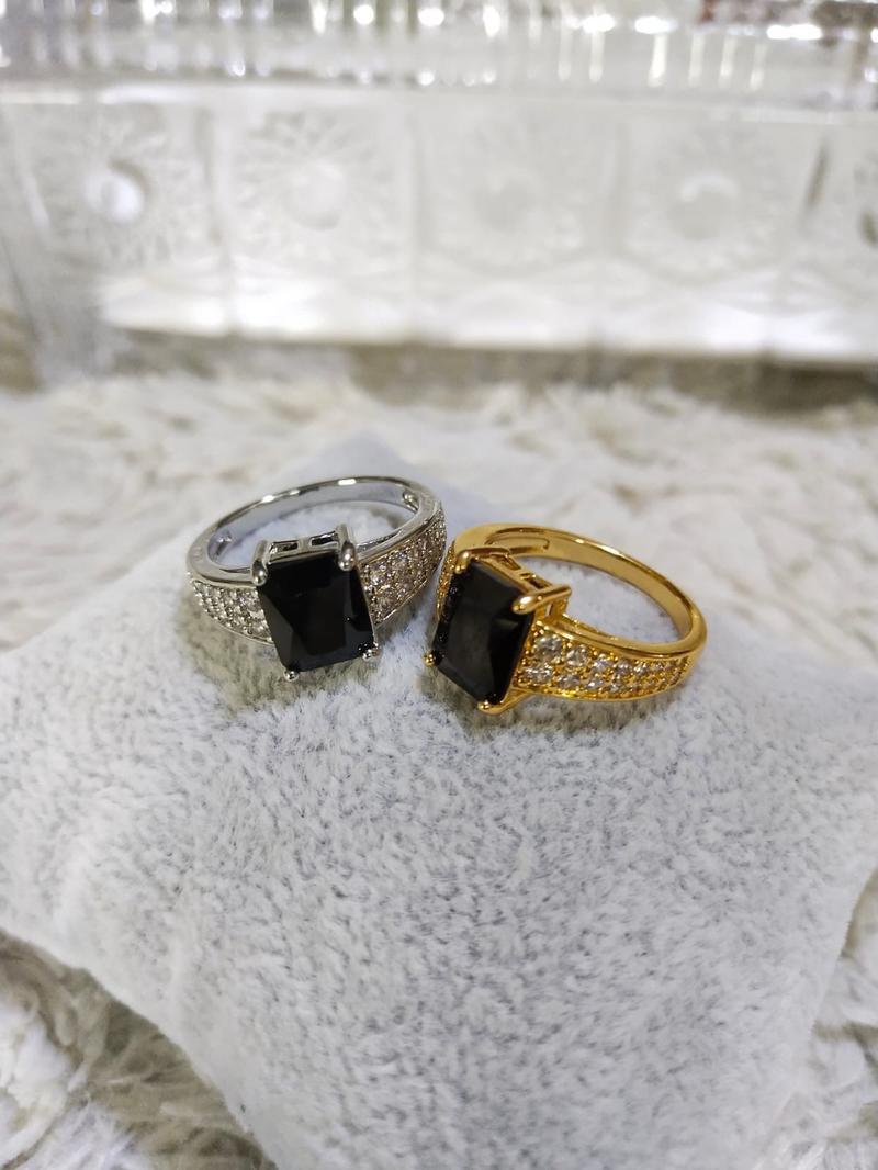 Product Introduction of Cincin Wanita Xuping Gold Permata Hitam Kombinasi Permata Putih - Perhiasan Pengganti Emas Mewah - Rings 5
