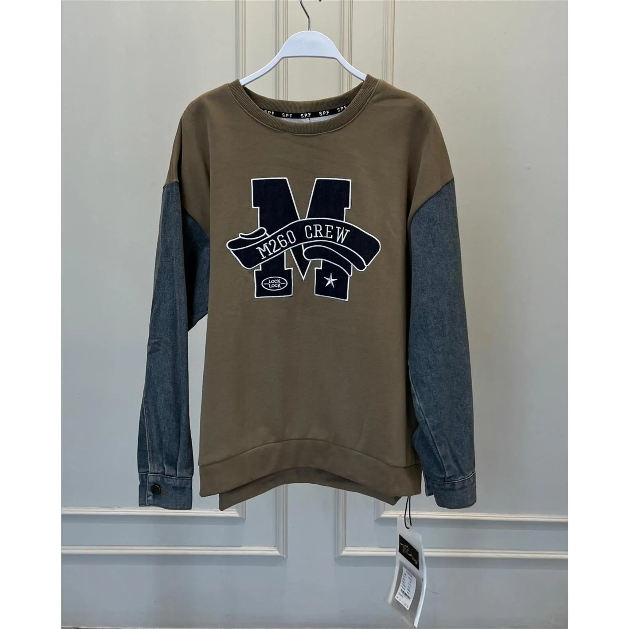 SWEATER WANITA OVERSIZE 7901 SWEATER BAHAN KATUN MIX DENIM CASUAL