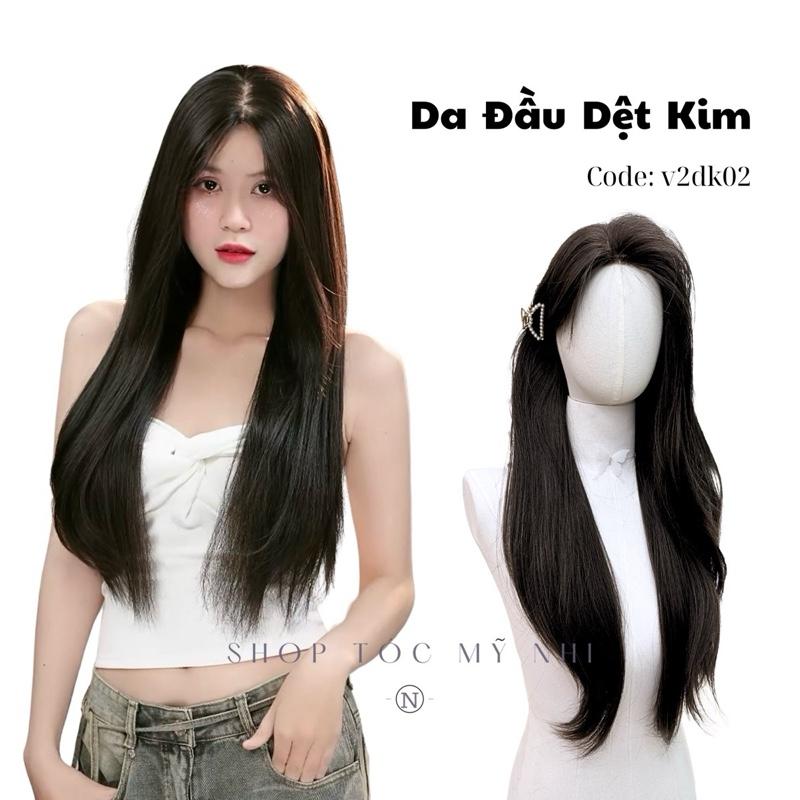 Tóc Giả Mỹ Nhi Nguyên Đầu Dệt Kim v2dk02 Hai Mái Thẳng dài 60cm