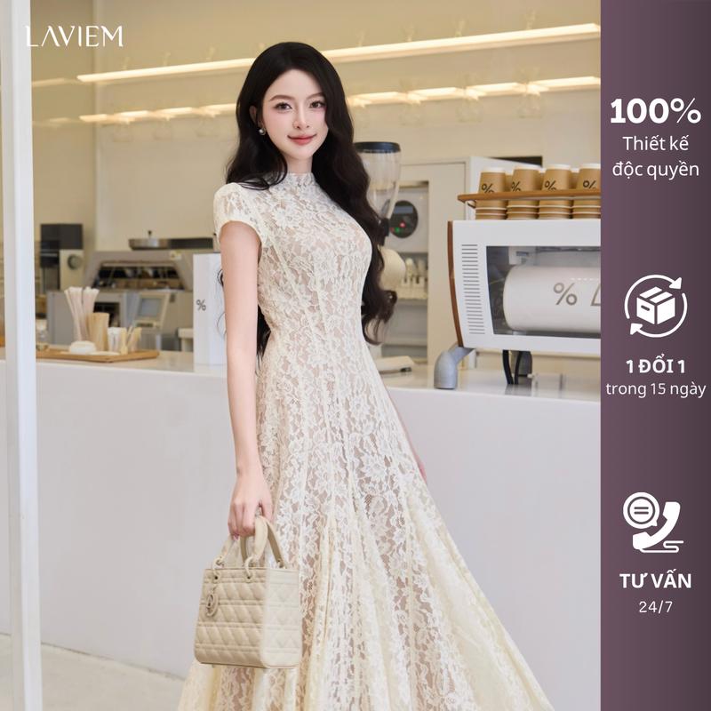 LAVIEM - Lodie Dress - Váy ren trắng dáng A xòe nhẹ thanh lịch cao cấp