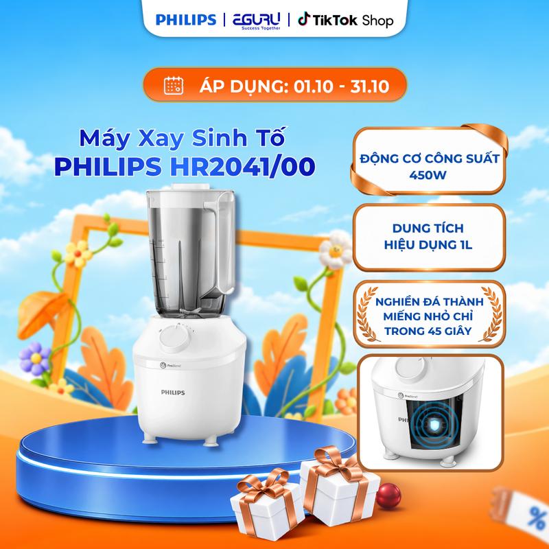 [DEAL SỐC] Máy Xay sinh tố Philips HR2041/00 model mới |450W| thân máy + 01 cối lớn| Xay nhuyễn mịn - Hàng Chính Hãng