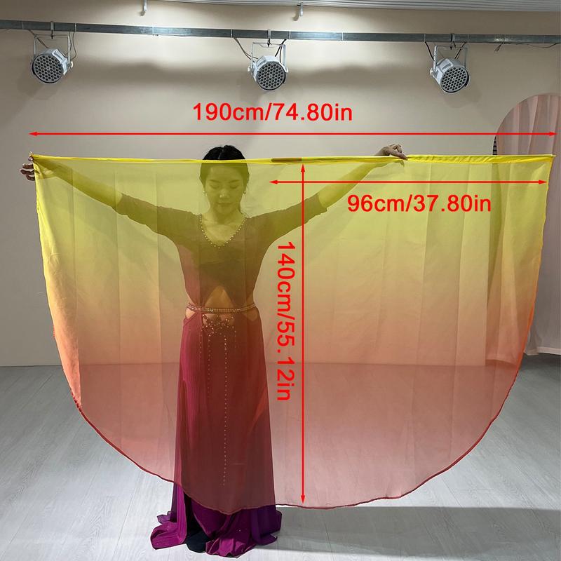 Product Introduction of 1 Pcs Worship Flags Womens Belly Dance Hand Scarf,Gradual Color Praise Flags,Adult Size 190 x 140 CM 0