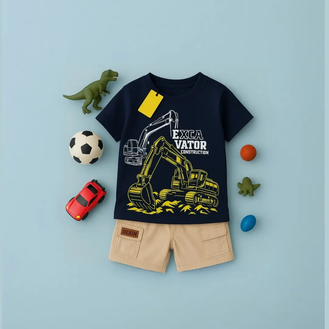 Paket Setelan 2pcs Kaos dan 1 Celana Pendek Anak Laki-Laki Premium Size 1 - 11 Tahun Bahan Katun Premium Adem Dan Lembut Kids Fashion