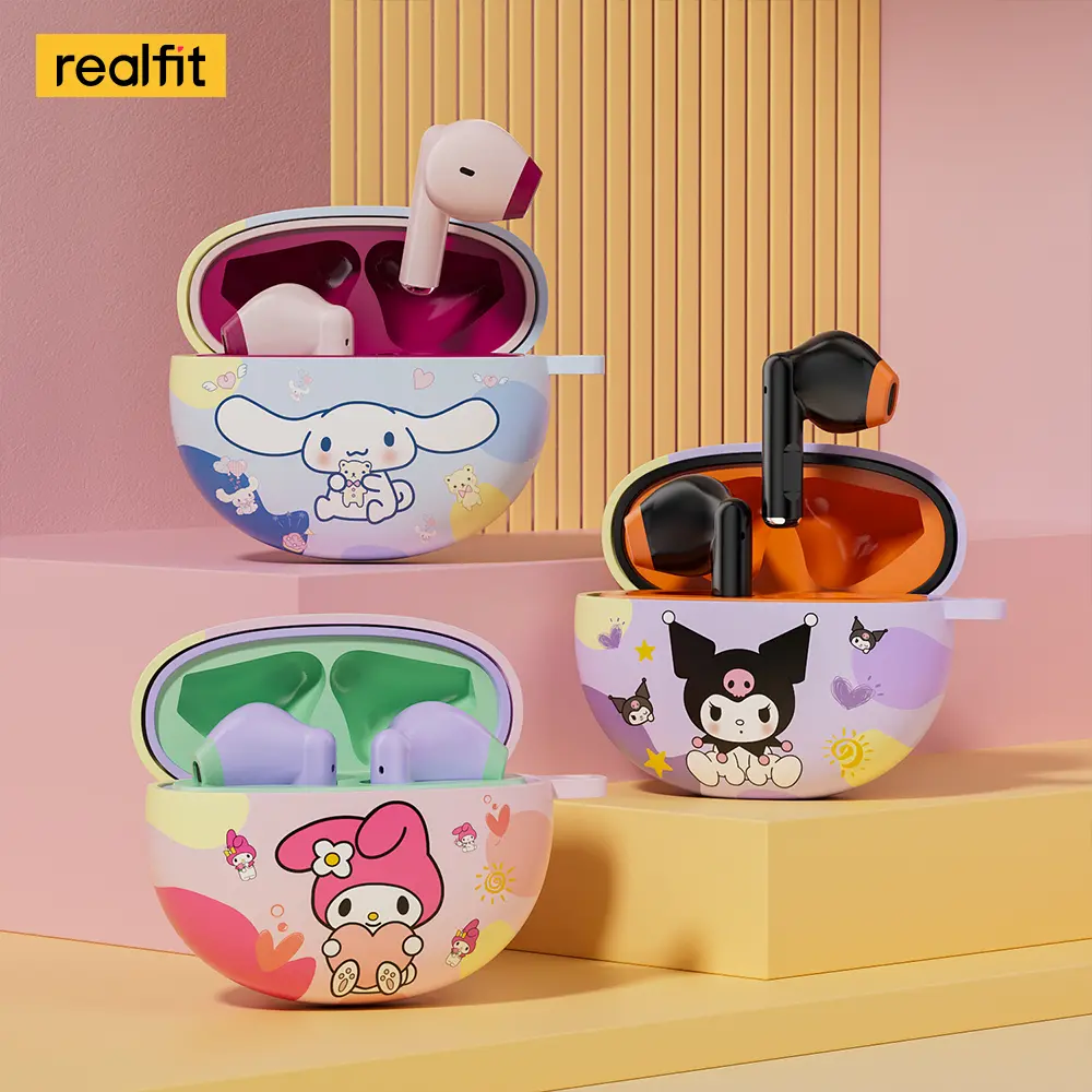 Realfit F2 Mini Wireless Earbuds High Quality Brand Bluetooth Earphone With Mic Cute Cartoon Sports Gaming